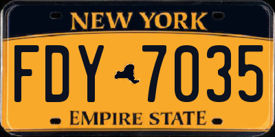 NY license plate FDY7035