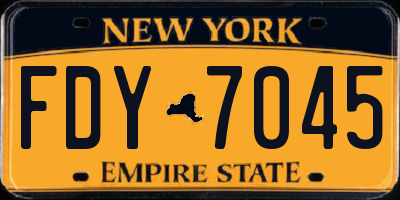 NY license plate FDY7045