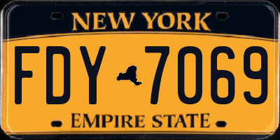 NY license plate FDY7069