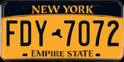 NY license plate FDY7072