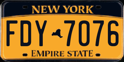 NY license plate FDY7076