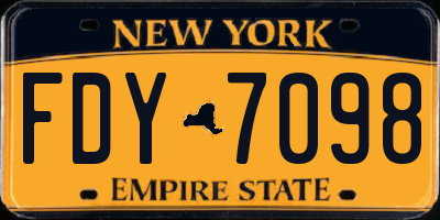 NY license plate FDY7098