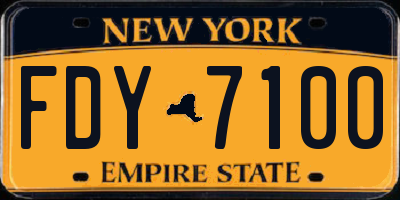 NY license plate FDY7100