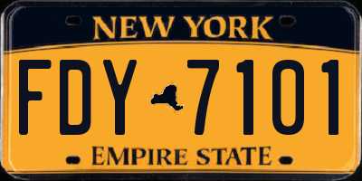 NY license plate FDY7101