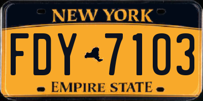 NY license plate FDY7103