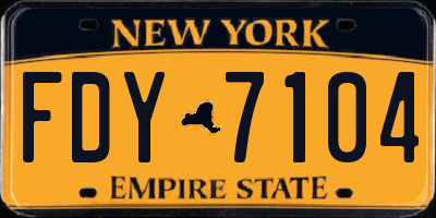 NY license plate FDY7104