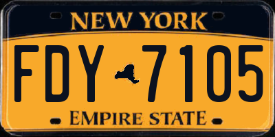 NY license plate FDY7105