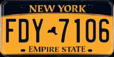 NY license plate FDY7106