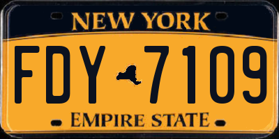 NY license plate FDY7109
