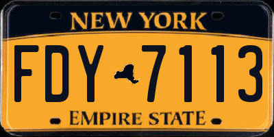 NY license plate FDY7113