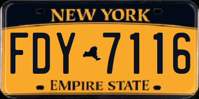 NY license plate FDY7116