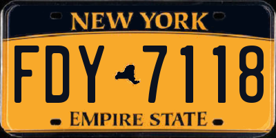 NY license plate FDY7118
