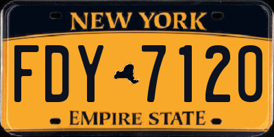 NY license plate FDY7120