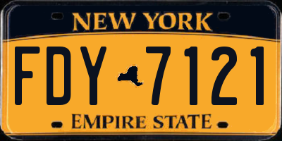 NY license plate FDY7121