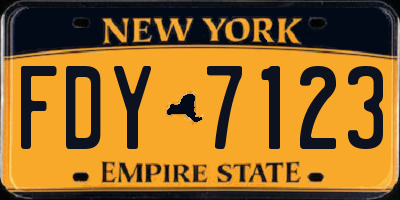 NY license plate FDY7123