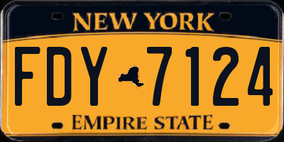 NY license plate FDY7124