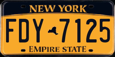 NY license plate FDY7125