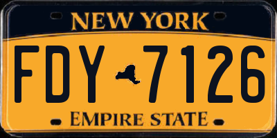 NY license plate FDY7126