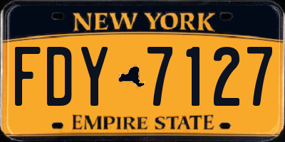 NY license plate FDY7127