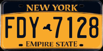 NY license plate FDY7128