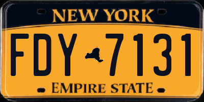 NY license plate FDY7131
