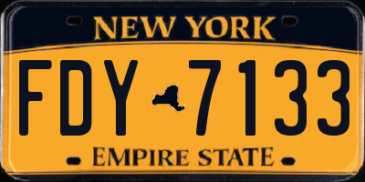 NY license plate FDY7133