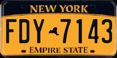 NY license plate FDY7143