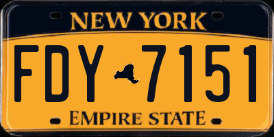 NY license plate FDY7151