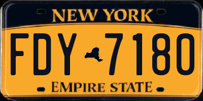NY license plate FDY7180