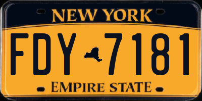 NY license plate FDY7181