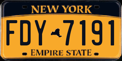 NY license plate FDY7191