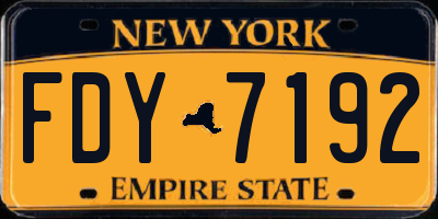 NY license plate FDY7192