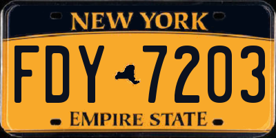 NY license plate FDY7203