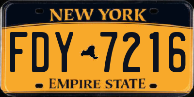 NY license plate FDY7216