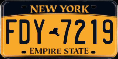 NY license plate FDY7219