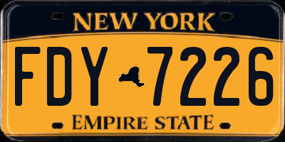 NY license plate FDY7226