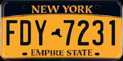 NY license plate FDY7231