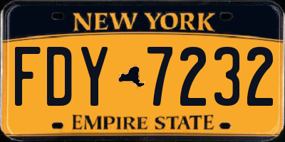 NY license plate FDY7232