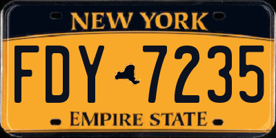 NY license plate FDY7235