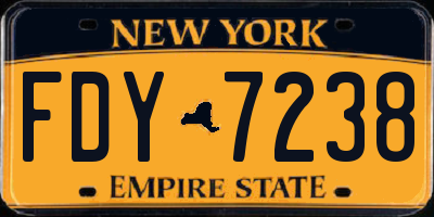NY license plate FDY7238