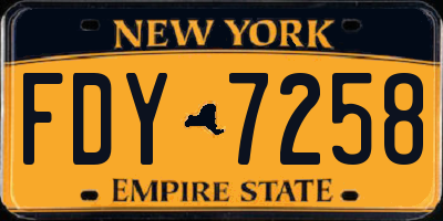NY license plate FDY7258