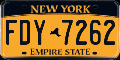 NY license plate FDY7262