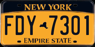 NY license plate FDY7301