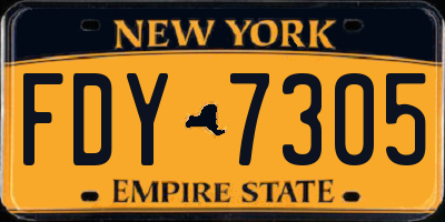 NY license plate FDY7305