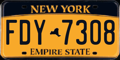 NY license plate FDY7308