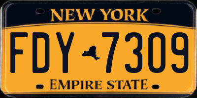 NY license plate FDY7309