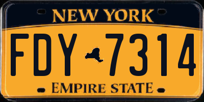 NY license plate FDY7314