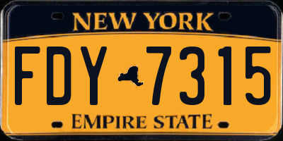 NY license plate FDY7315