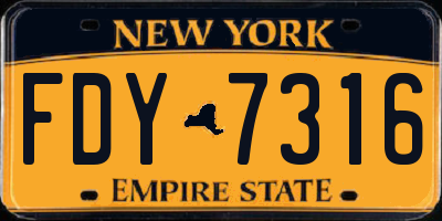 NY license plate FDY7316