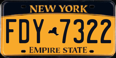 NY license plate FDY7322